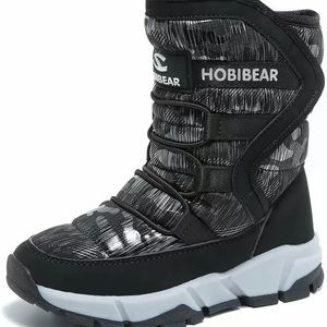 Hobibear Waterproof Round Toe Snow Boots Size 5 Black Fleece Lined Size EUC 37.
